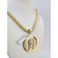10K Gold Byzantine Chain Last Supper 20"-28" 4mm Pendant Charm Necklace SET