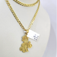 10k Gold Cuban Curb 3mm Chain Necklace Grandpa Money Charm Pendant 18"-28" Set
