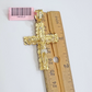 14k Yellow Gold Cross Nugget Pendant Jesus Crucifix 2 Inch 14kt Charm Men's REAL
