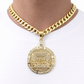 10k Yellow Gold Cuban Curb Chain SET Last Supper Pendant Charm 8mm Necklace Men