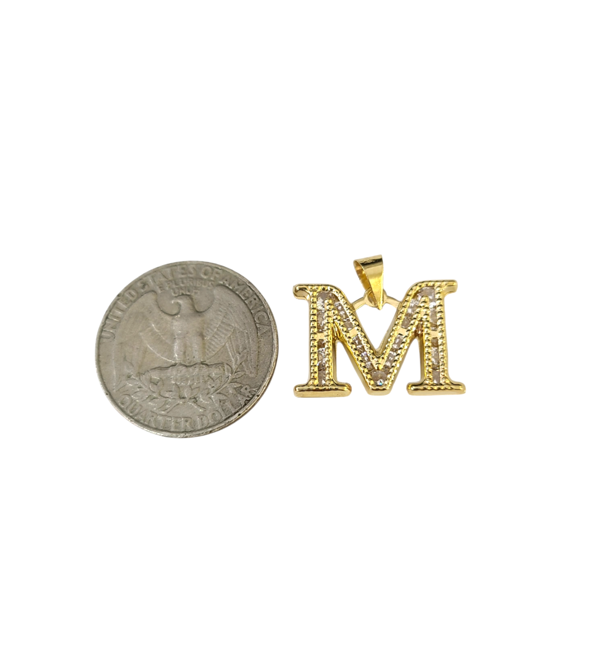 10k Gold Cuban Curb Chain Necklace M Initial Alphabet Pendant Charm 3mm Necklace