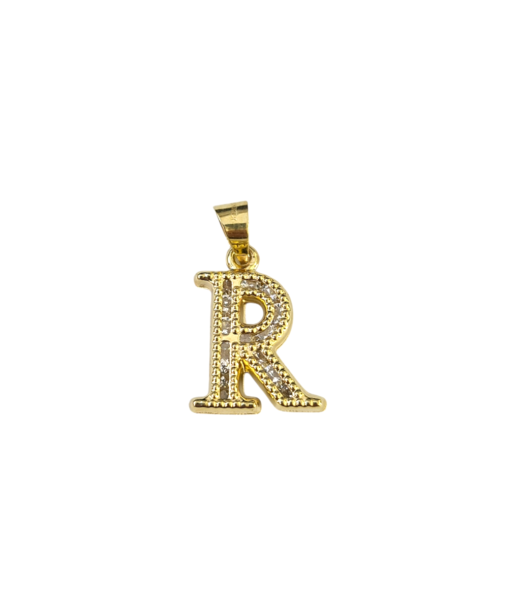 10k 2.5mm Rope Chain R Initial Alphabet Pendant 16"-28" Gold Set Charm Necklace