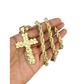 Real 10k Rope Chain Nugget Cross Necklace Pendant Set 7mm 20"-28" Gold Men