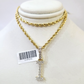10k Rope Chain I Diamond Initial Charm Necklace Pendant Set 2mm 18"-24" Gold