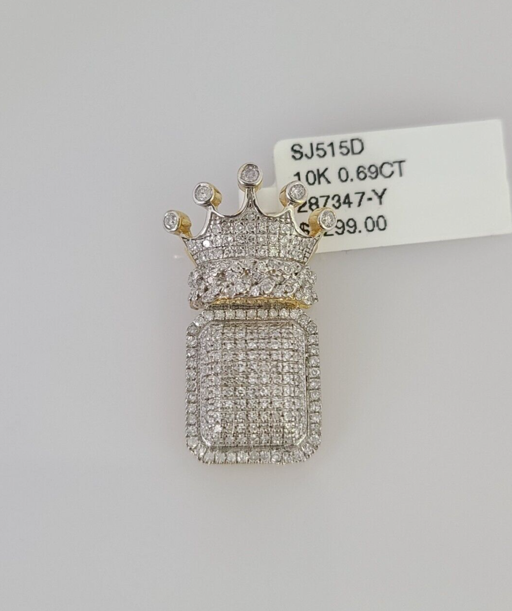 10k Yellow Gold Diamond Crown King Charm Real 10Kt Pendant Natural Genuine