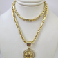 10k Gold Milano Rope Chain Virgin Mary Charm Necklace SET 4mm 18"-28" Pendant