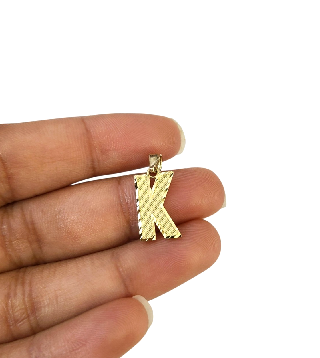 10K Yellow Gold K Initial Charm Pendant Alphabet Real 10kt Men Women