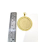 10K Gold Photo Frame Pendant Charm Round Rope Edge Mens Diamond Cut Style