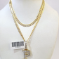 10k Gold Chain Necklace P Diamond Initial Pendant Set Cuban Curb 3mm 20"-30"