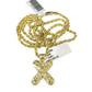 Real 10k Rope Chain X Nugget Initial Charm 3mm 18"-28" Necklace Set Pendant Gold