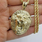 Mens 10k Solid Yellow Gold Roaring King Lion Head Charm Pendant Diamond Cut Real