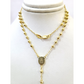 Real 10k Yellow Gold 3mm Rosary Chain 24 inch Necklace Cross Pendant