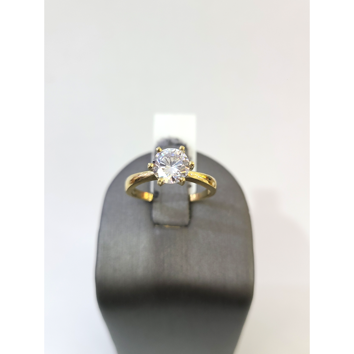 Real 10k Solitaire CZ Ring Yellow Gold Women 10Kt Genuine