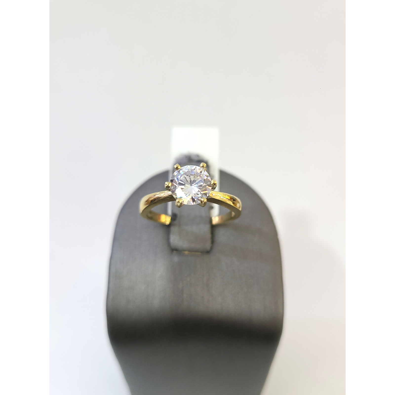 Real 10k Solitaire CZ Ring Yellow Gold Women 10Kt Genuine