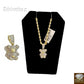 10k Gold Diamond Charm with Rope Chain in 20 22 24 26 inch Teddy Charm Pendant