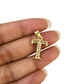 10k Gold Cuban Curb Chain Necklace T Initial Alphabet Pendant Charm 3mm Necklace