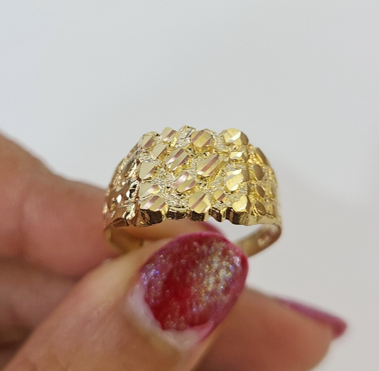 10k Nugget Ring Yellow Gold Women Men Real Genuine