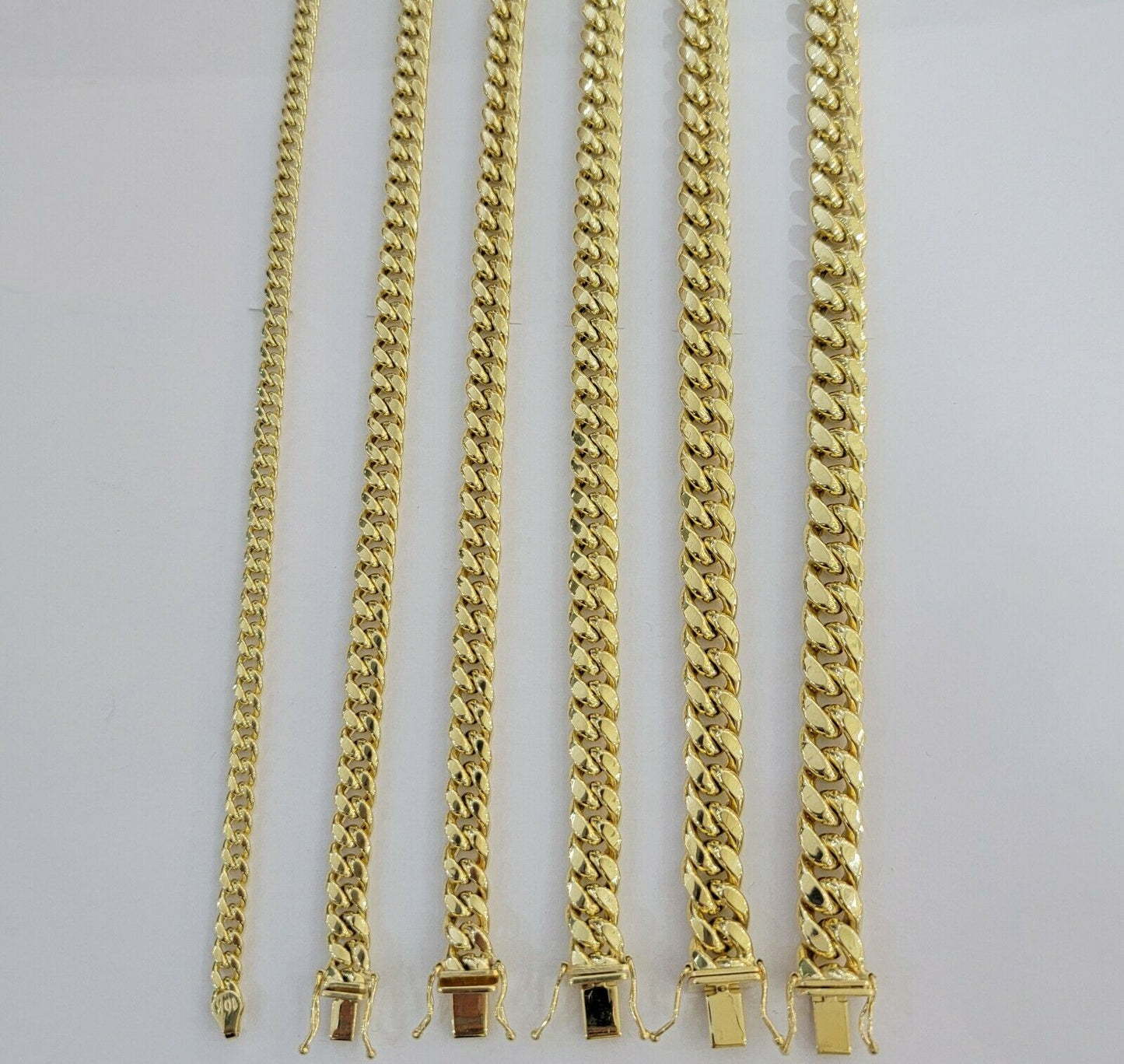 Real 10k Yellow Gold chain Bracelet 5mm-10mm Miami Cuban Link Necklace 8"-30"
