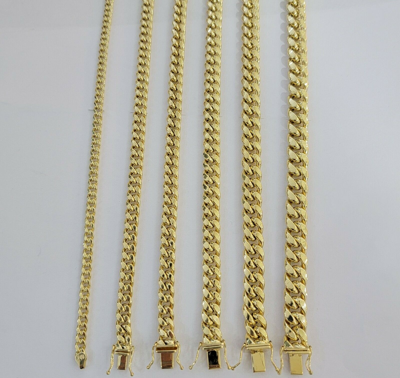 Real 10k Yellow Gold chain Bracelet 5mm-10mm Miami Cuban Link Necklace 8"-30"