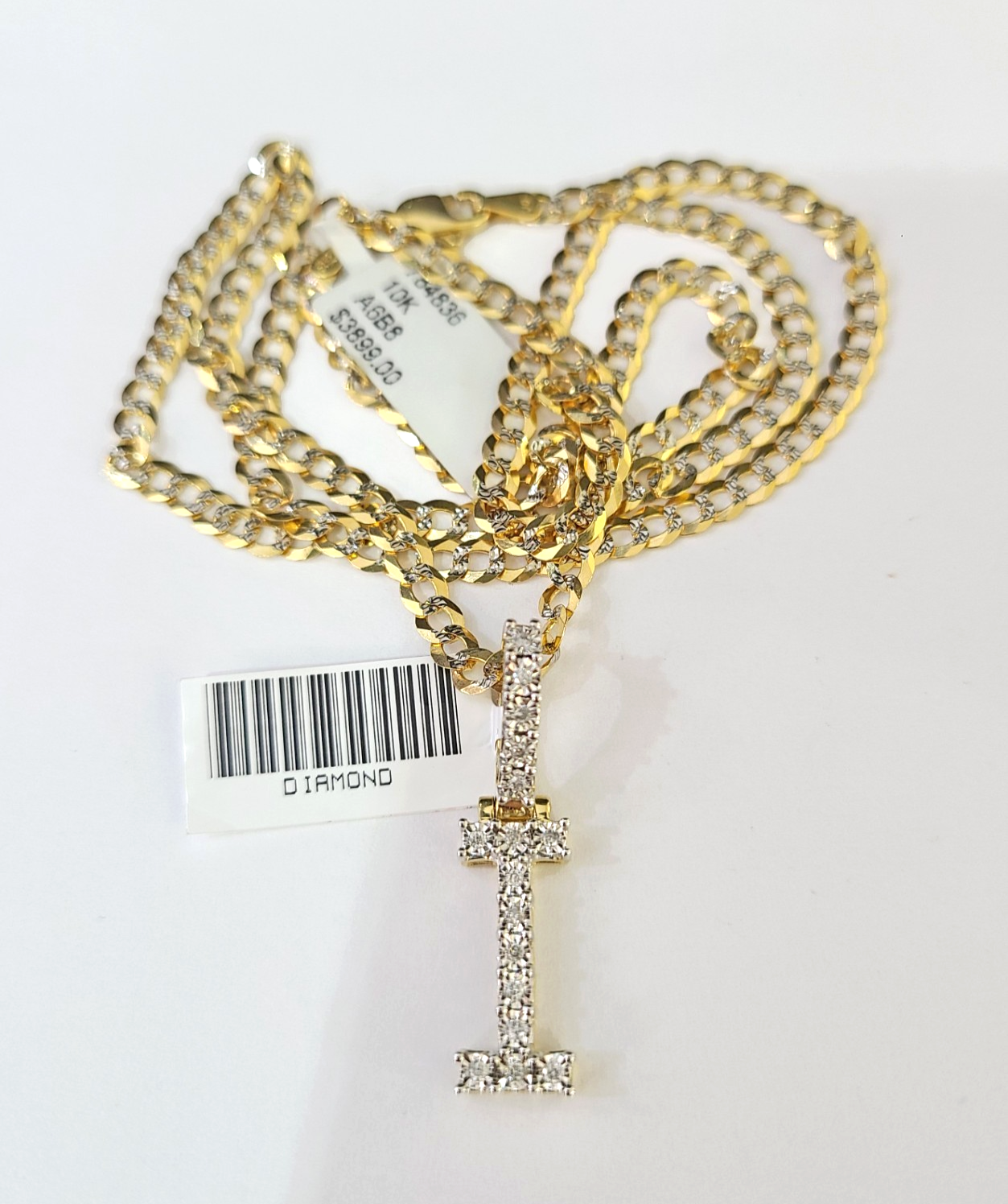 10k Gold Chain Necklace I Diamond Initial Pendant Set Cuban Curb 3mm 20"-30"
