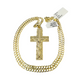 10k Gold Chain Necklace Cross Charm Pendant Set Cuban Curb 3mm 18"-28"