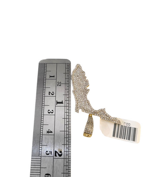 Real 10k Yellow Gold Florida Diamond Charm Pendant 1.5'' inch Genuine 10kt