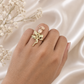 10k Gold Rose Flower Ring Two Tone Pink Yellow Gold Floral Open Ring Ladies