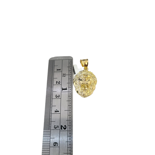 Real 10k Yellow Gold Charm Pendant Roaring Lion 1.2 in Diamond Cuts 10KT