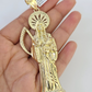10k Saint Reaper Charm Pendant Mens REAL 10Kt Santa Muerte Yellow Gold