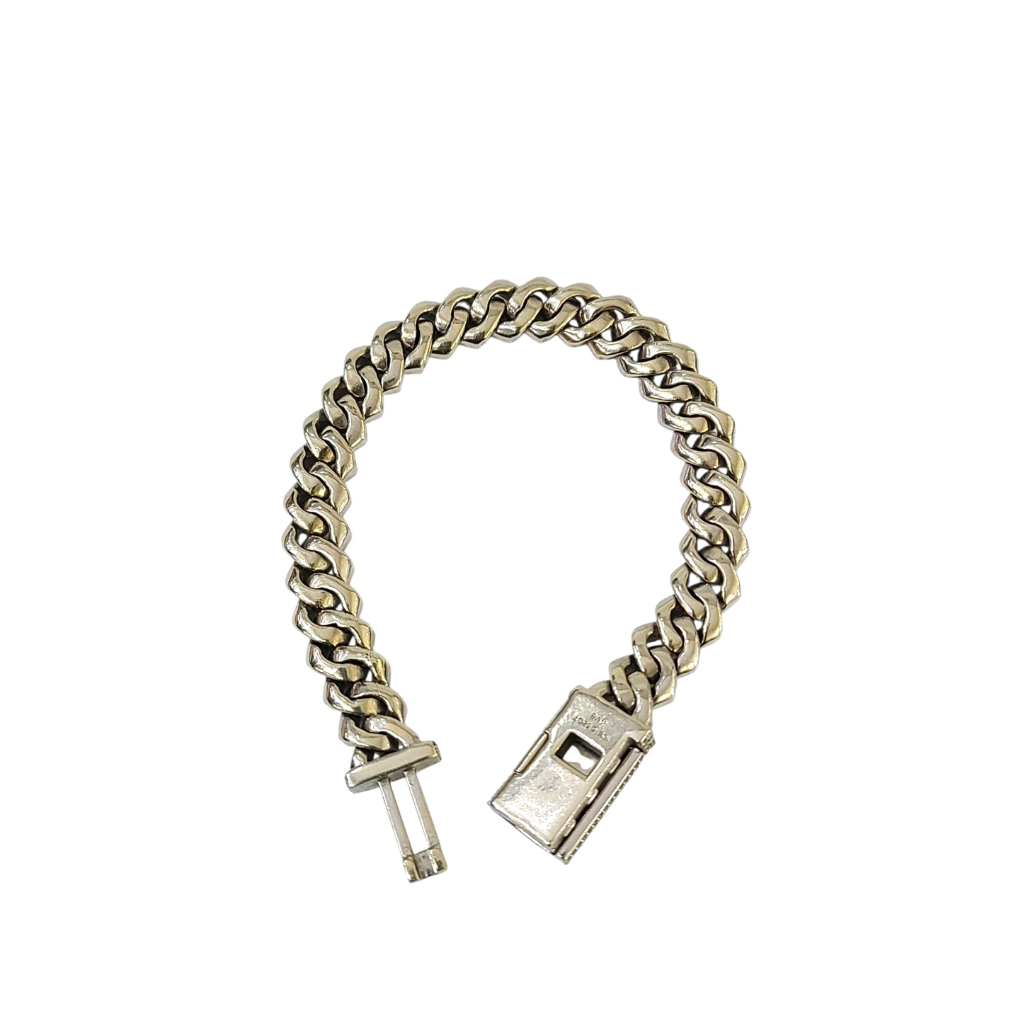 10k White Gold Iced Cuban Link Bracelet Diamond Baguette Hip Hop Style Men