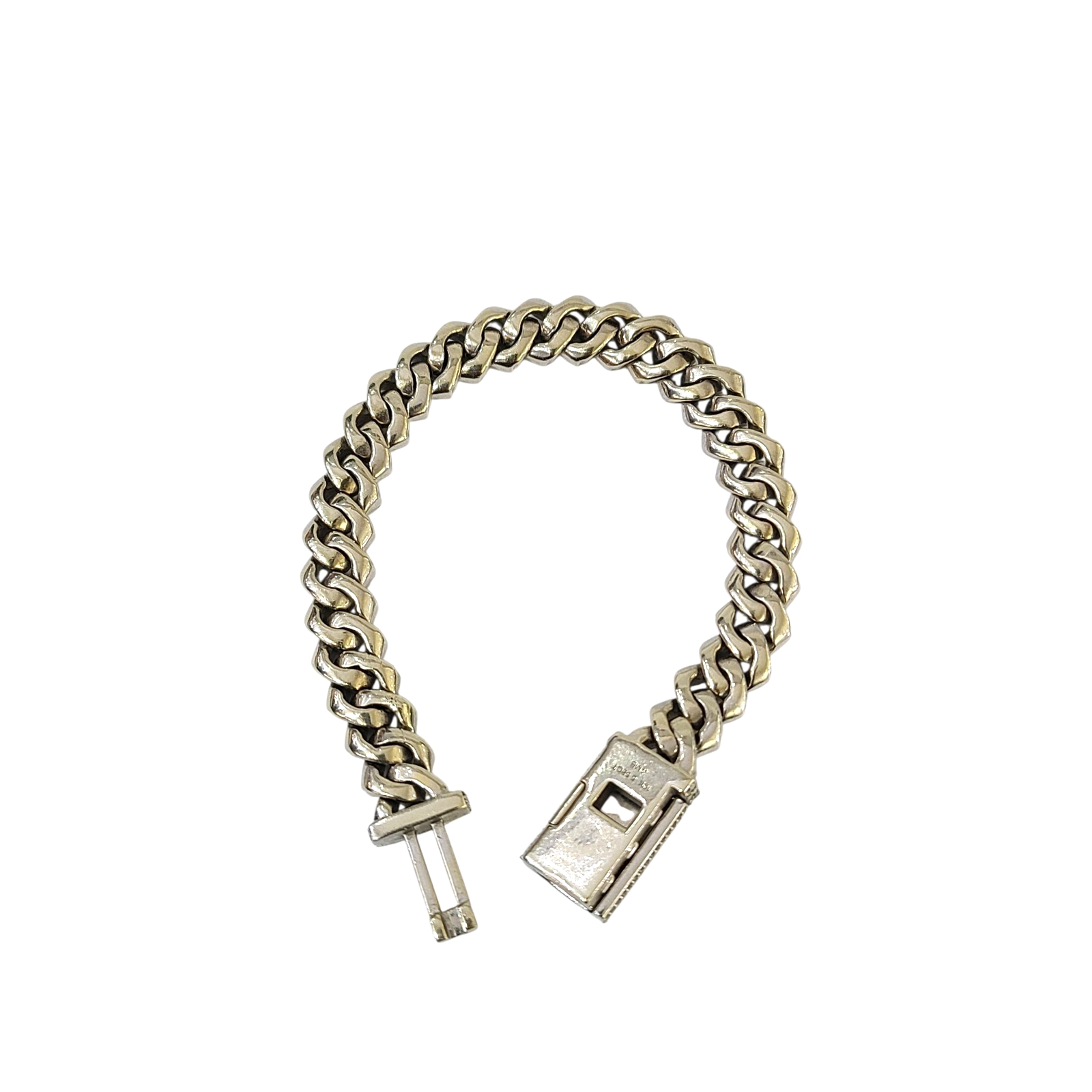10k White Gold Iced Cuban Link Bracelet Diamond Baguette Hip Hop Style Men