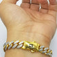 10K Yellow Gold Royal Monaco Cuban Bracelet 8.5mm Long Diamond Cut 8.5 "