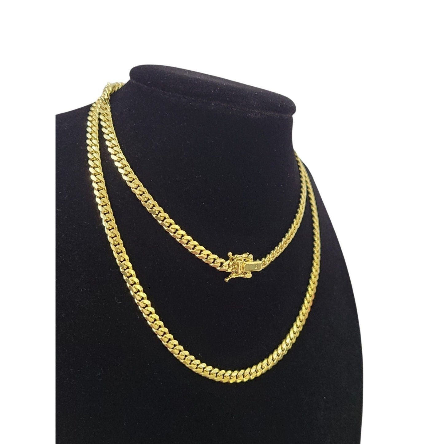 10K SOLID Gold Miami Cuban Link Chain 4mm 24" Inch Men Women Real Necklace