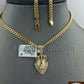 REAL 10k Gold & Diamond Lion Head Charm Miami Cuban Chain 24 Inch Men's Women