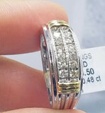 REAL 10k White Yellow Gold Engagement Wedding Band Men 0.48 CT Real Diamond