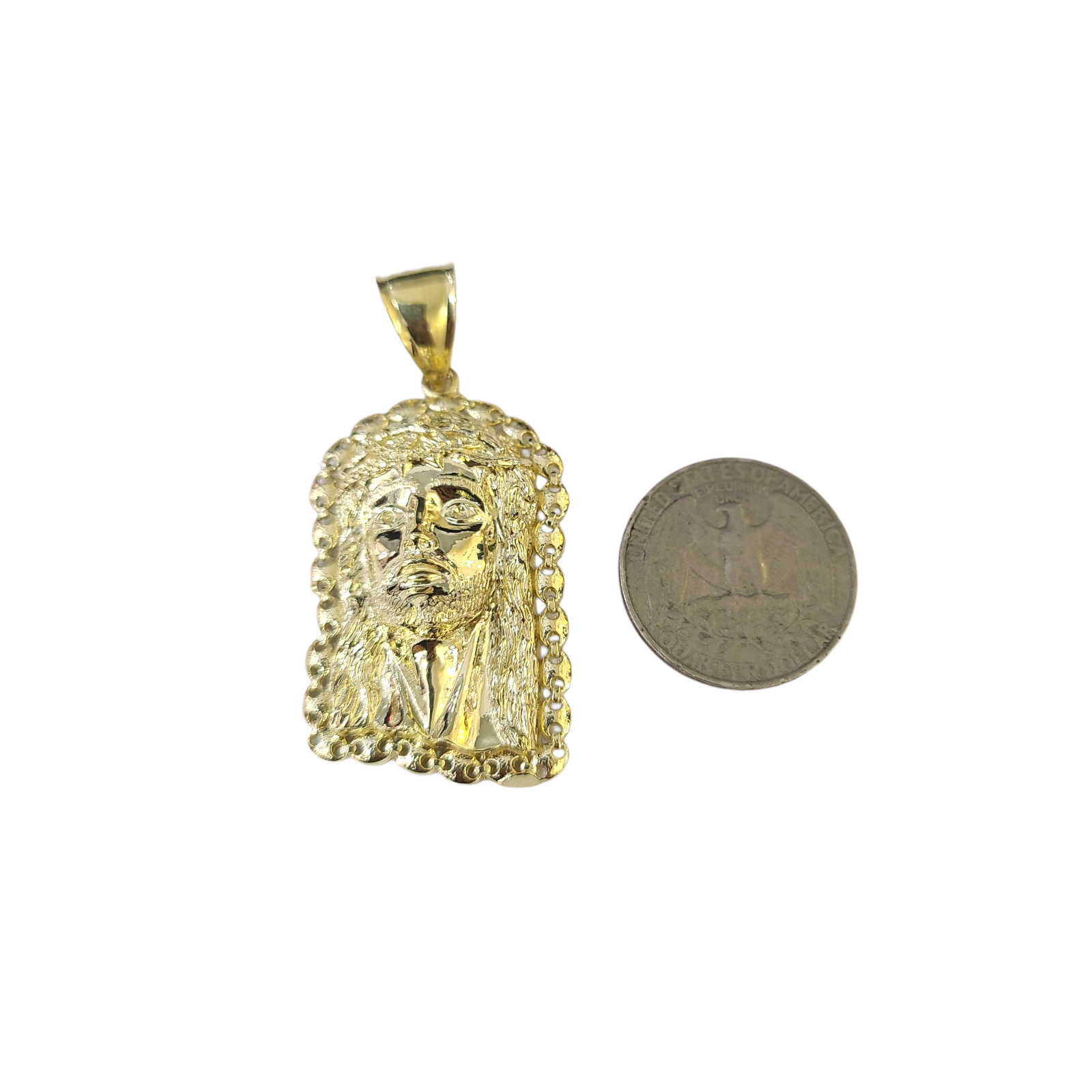 Real 10k Yellow Gold Charm Pendant Jesus Head 10KT