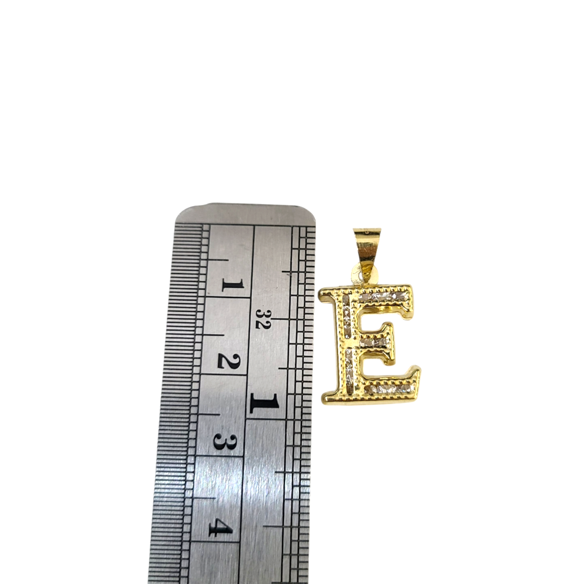 10k Gold Cuban Curb Chain Necklace E Initial Alphabet Pendant Charm 3mm Necklace