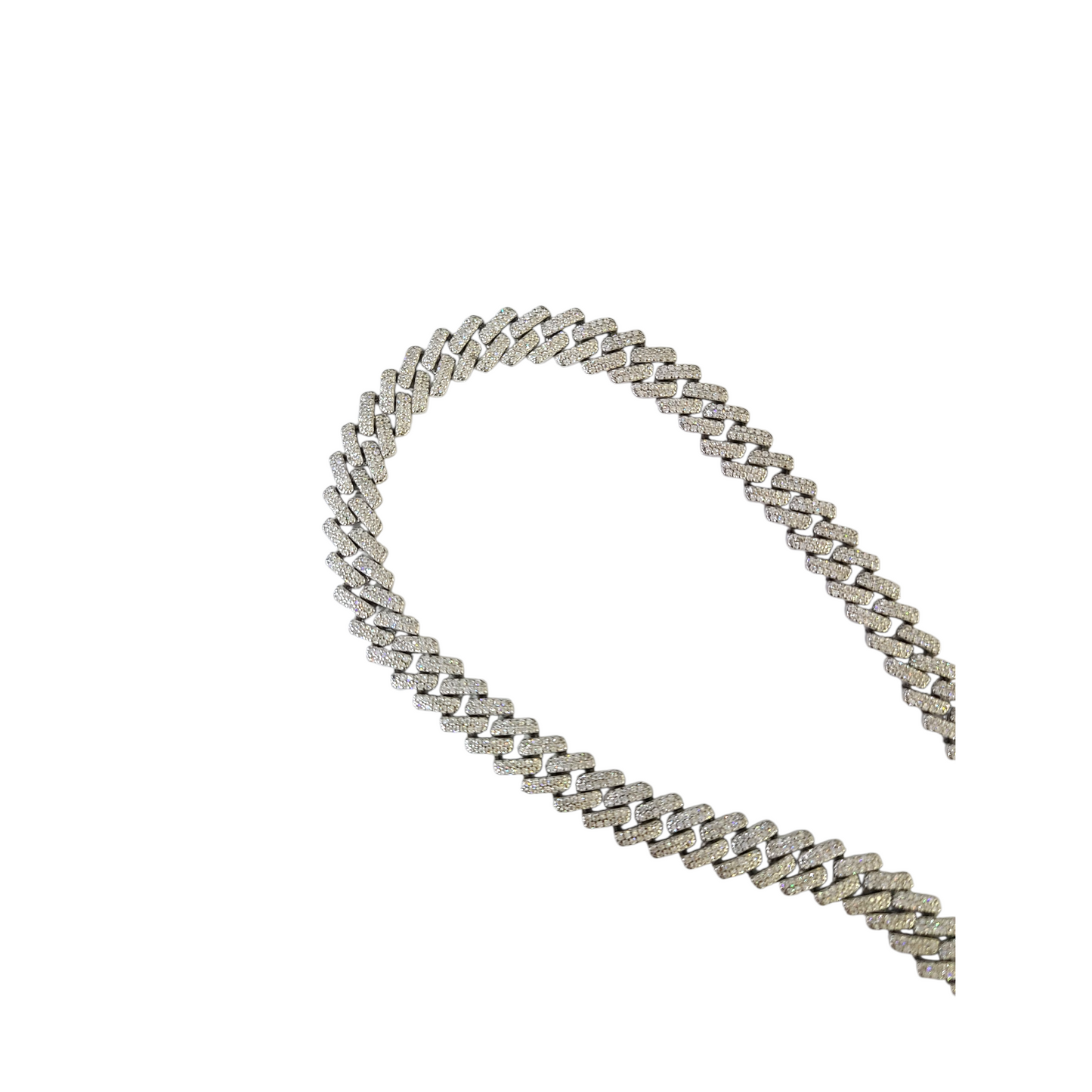 Real 925 Silver Moissanite Necklace Cuban Link Chain 22 Inch 8mm Women Men