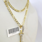 10k Gold Figaro Chain I Diamond Initial Pendant 3mm 20-28 inch SET Necklace