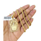 Real 10k Gold Franco Chain Crown Charm Pendant Necklace SET 2.5mm 18"-26"