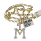 10k Gold Chain Necklace M Diamond Initial Pendant Set Cuban Curb 3mm 20"-30"