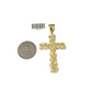 10k Real Gold Cuban Curb Chain Nugget Christ Cross Pendant SET 8mm Necklace Men