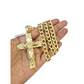 10k Yellow Gold Cuban Curb Chain Nugget Cross Pendant Charm 8mm Necklace Men