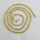 Solid 10k Gold Rope Chain 20" Diamond Cut 4mm Men Women Lobster, REAL 10kt Gold