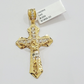 14k Yellow Gold Cross Jesus Crucifix Pendant 2 Inch 14kt CZ Charm Mens REAL 14kt
