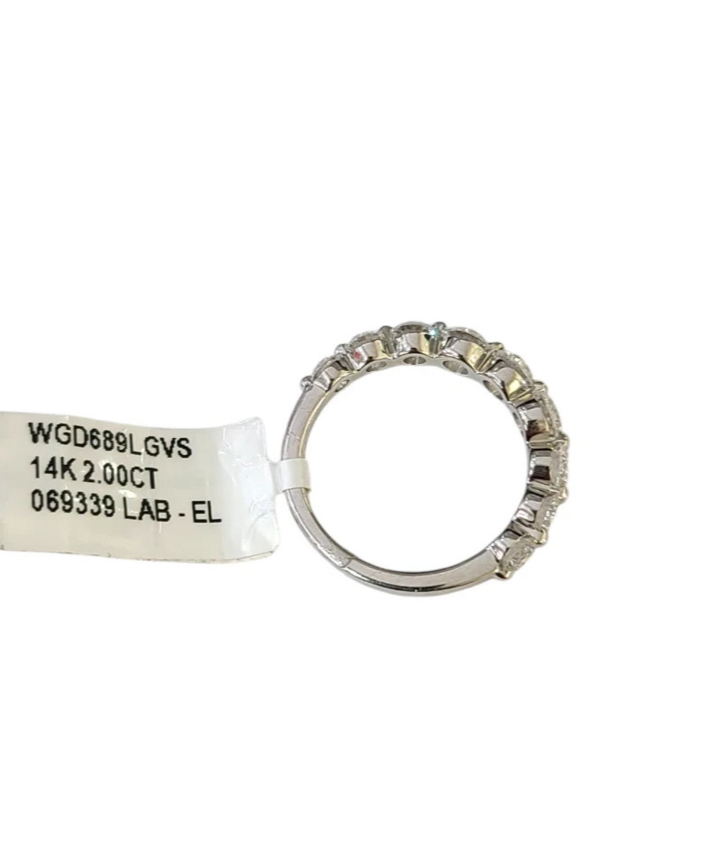 14k White Gold Round LAB Created Ring Diamonds Wedding Ladies Band Women