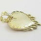 Real 10K Yellow Gold Love Dripping Heart Diamond Cut Men Women Charm Pendant