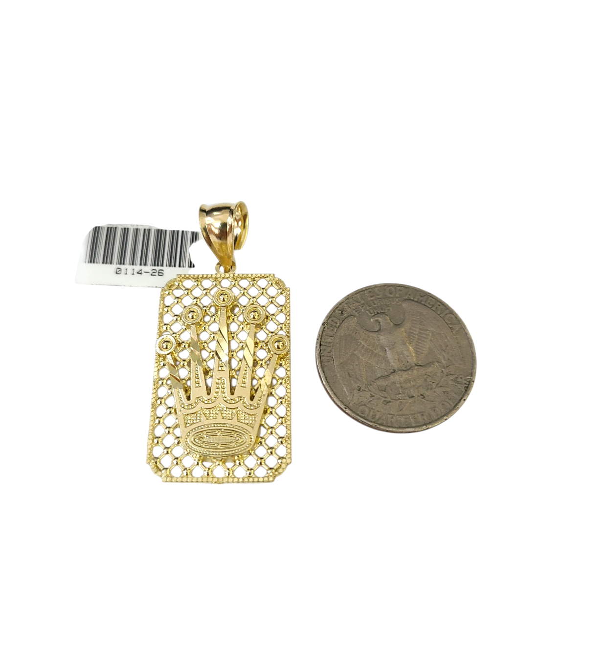 Real 10k Gold Franco Chain Crown Charm Pendant Necklace SET 2.5mm 18"-26"