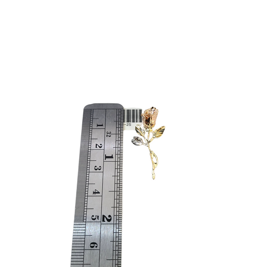 Real 10k Gold Charm Pendant Rose Flower Tri Gold 10KT