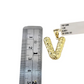 Real Gold 10k Chain Miami Cuban Link 2.5mm V Initial Charm Necklace Pendant SET